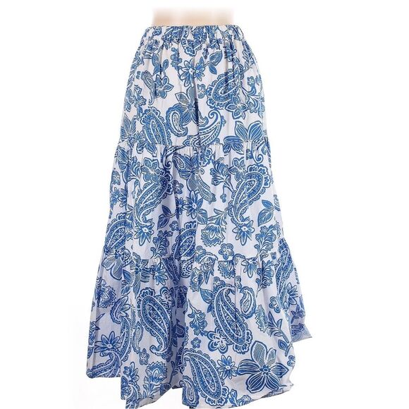 Xirena Angeline Santorini Blue Paisley Maxi Skirt Pockets L - Picture 3 of 9